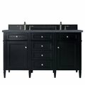 James Martin Vanities Brittany 60in Double Vanity, Black Onyx w/ 3 CM Charcoal Soapstone Quartz Top 650-V60D-BKO-3CSP